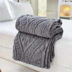 Fleece Throw Geometric Jacquard Microfiber Machine Washable