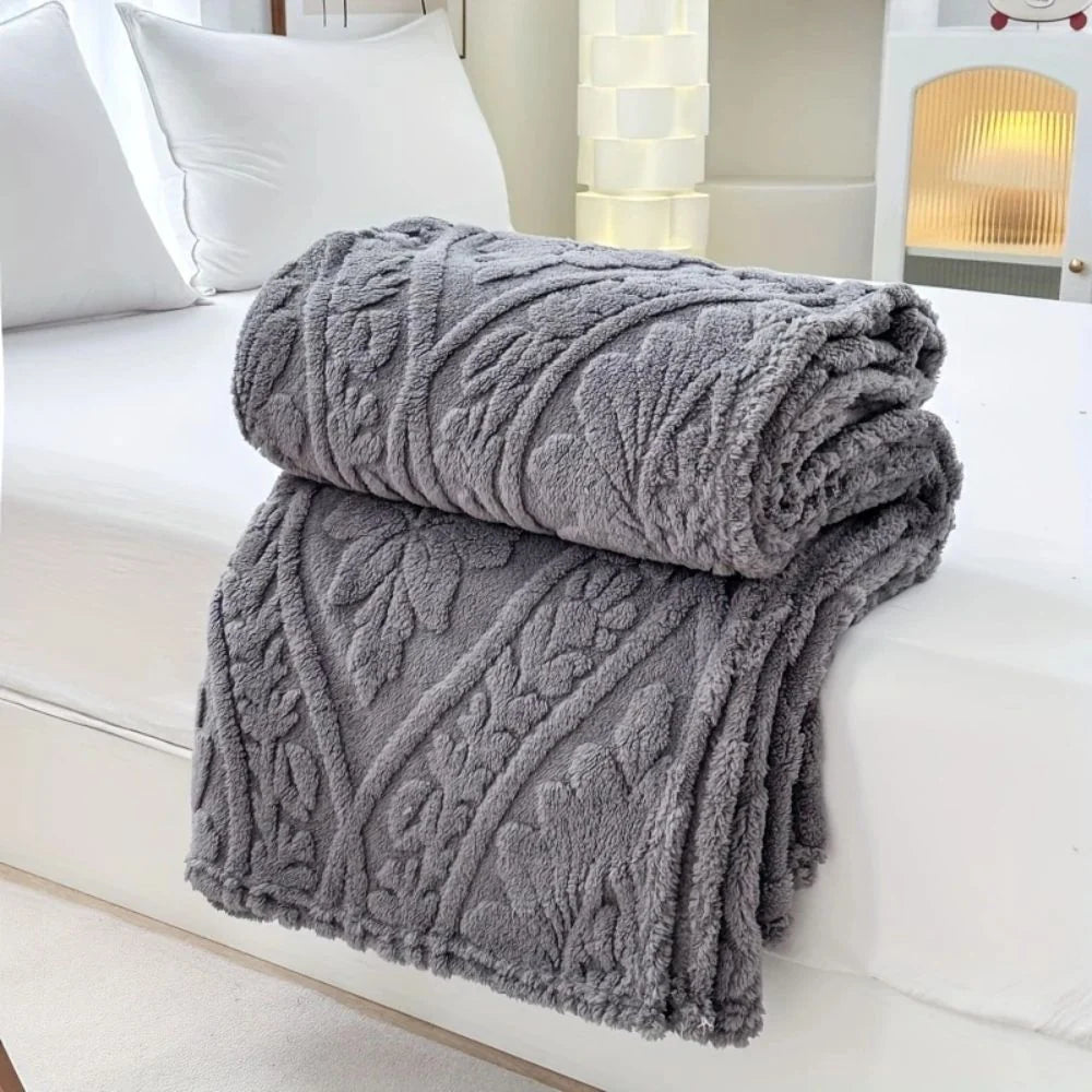 Fleece Throw Geometric Jacquard Microfiber Machine Washable