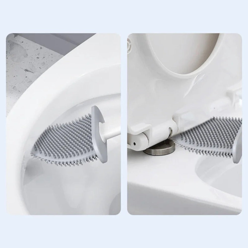 Flexible Antibacterial Silicone Toilet Brush (Wall-Mount Holder)