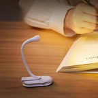 Flexible Clip & Dimmable Reading Light (USB Rechargeable)