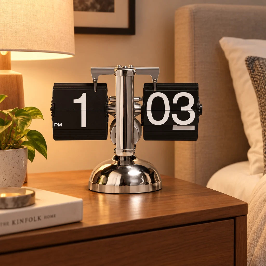 Flip Clock Retro 12 Hour Stainless Steel