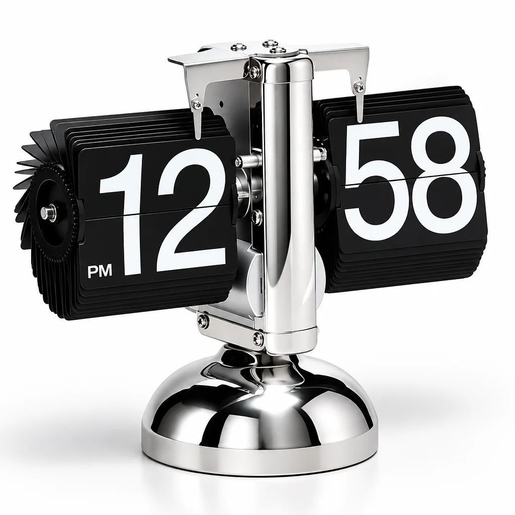 Flip Clock Retro 12 Hour Stainless Steel