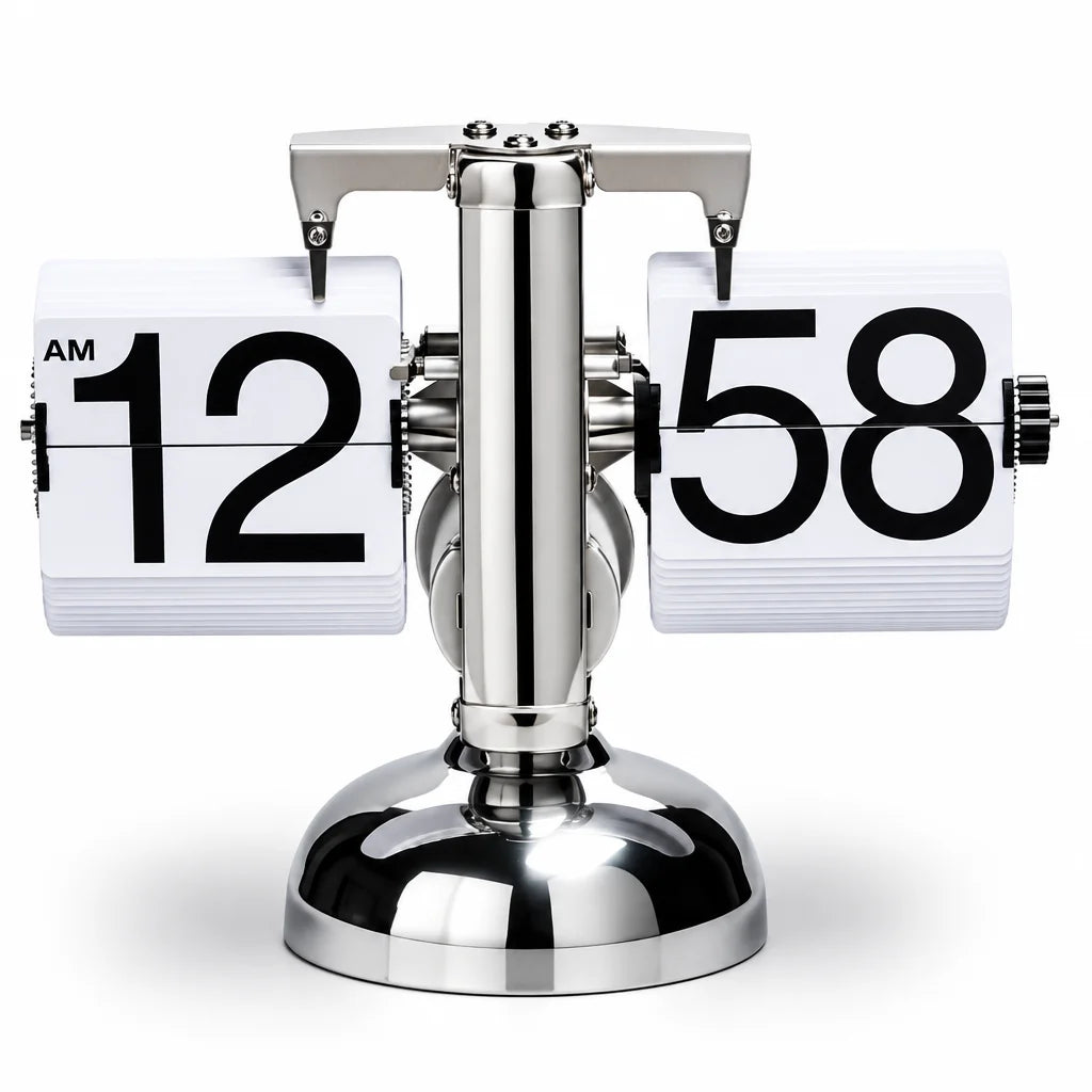 Flip Clock Retro 12 Hour Stainless Steel