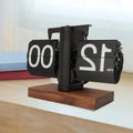 Flip Clock Silent Mechanical Black Walnut Frame
