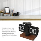 Flip Clock Silent Mechanical Black Walnut Frame