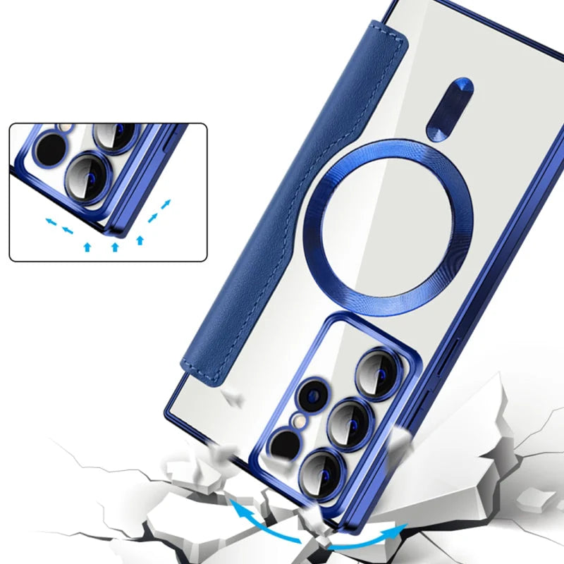 Flip Phone Case Magnetic RFID Blocking Ring Holder