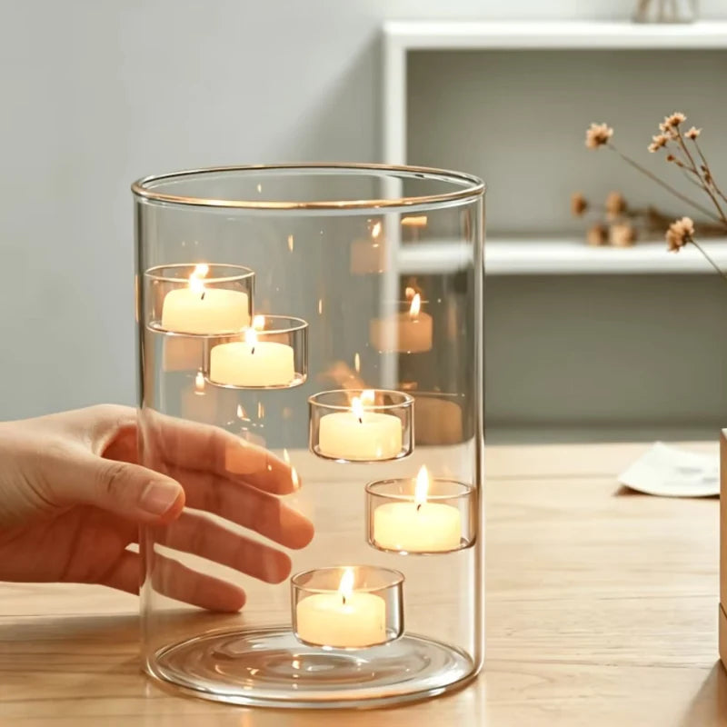 Floating Candle Holder Clear Glass Cylinder