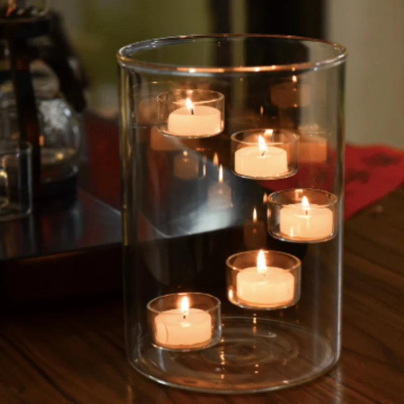 Floating Candle Holder Clear Glass Cylinder