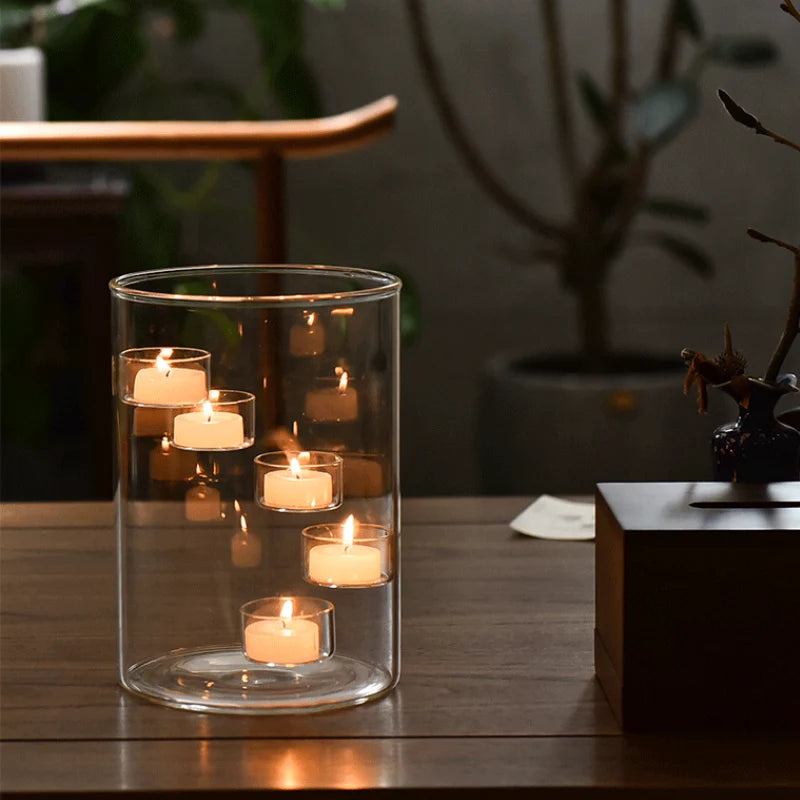 Floating Candle Holder Clear Glass Cylinder