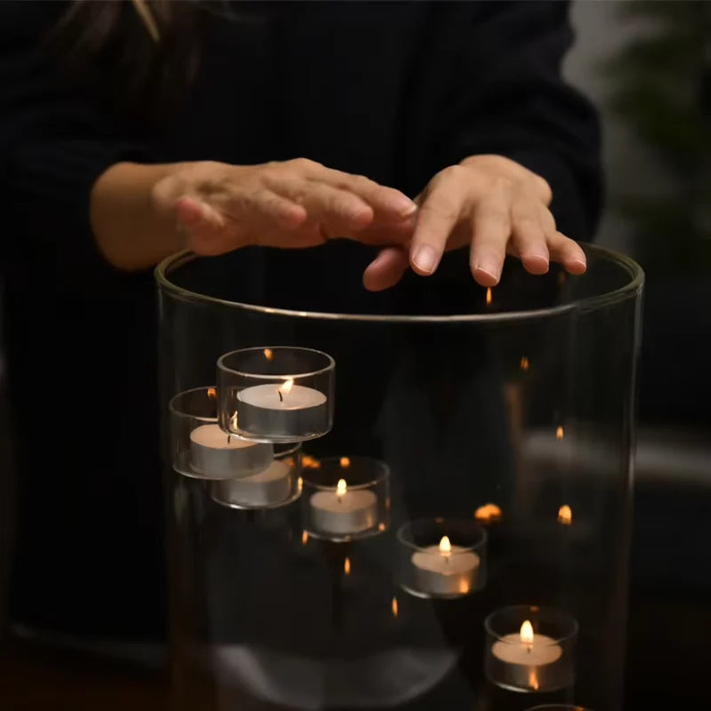 Floating Candle Holder Clear Glass Cylinder