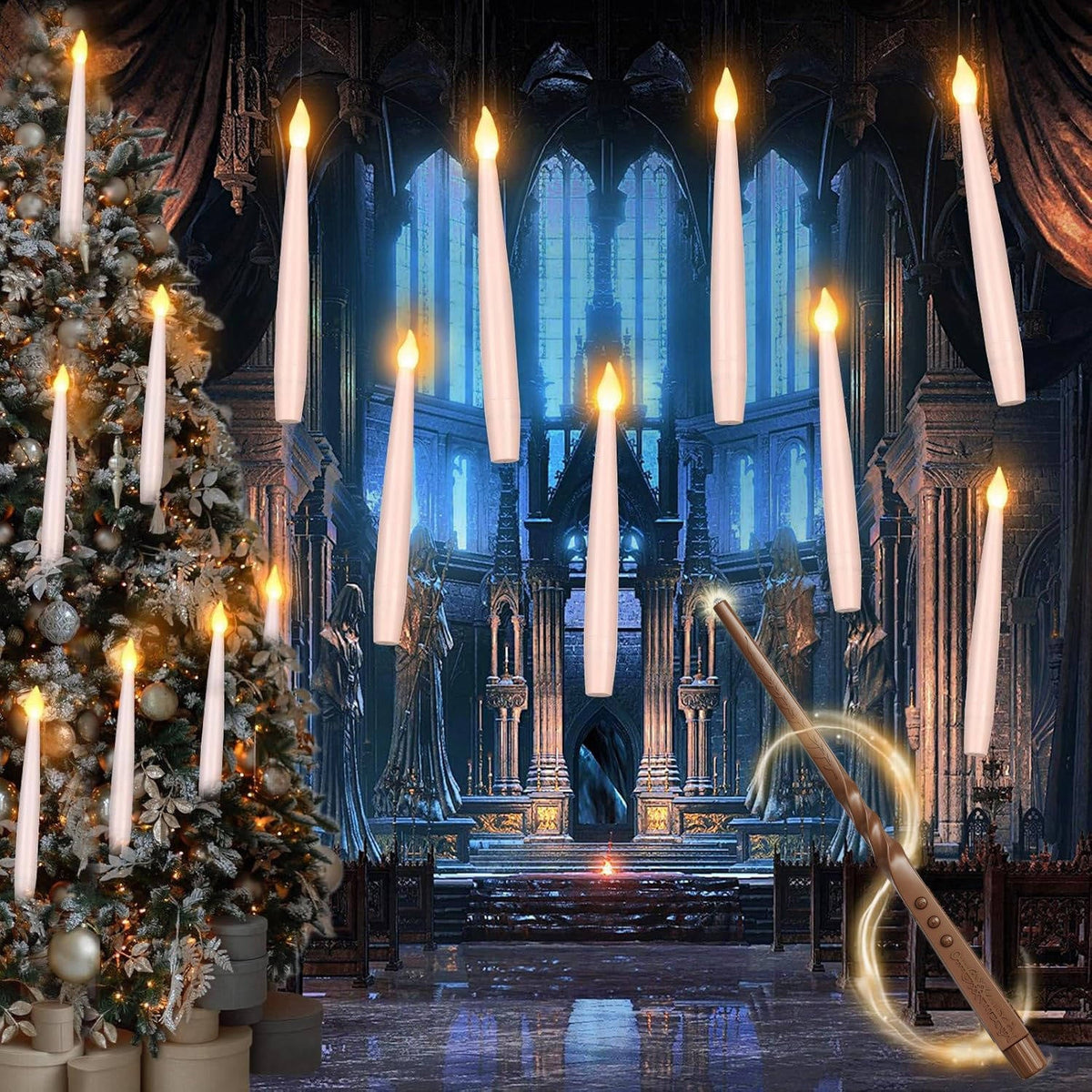Floating Candles 20 Pack Flameless Wand Remote & Timer