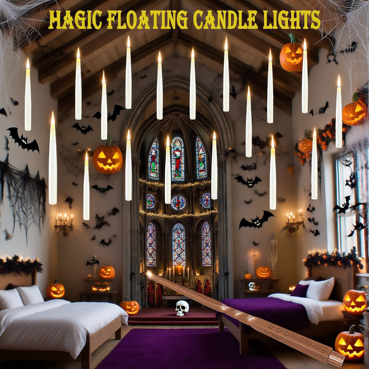 Floating Candles 20 Pack Flameless Wand Remote & Timer
