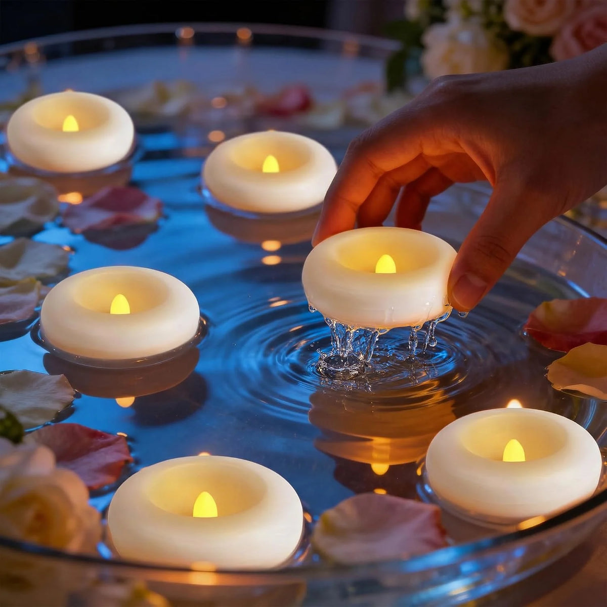 Floating LED Tea Candles Water-Activated Flameless Set of 12