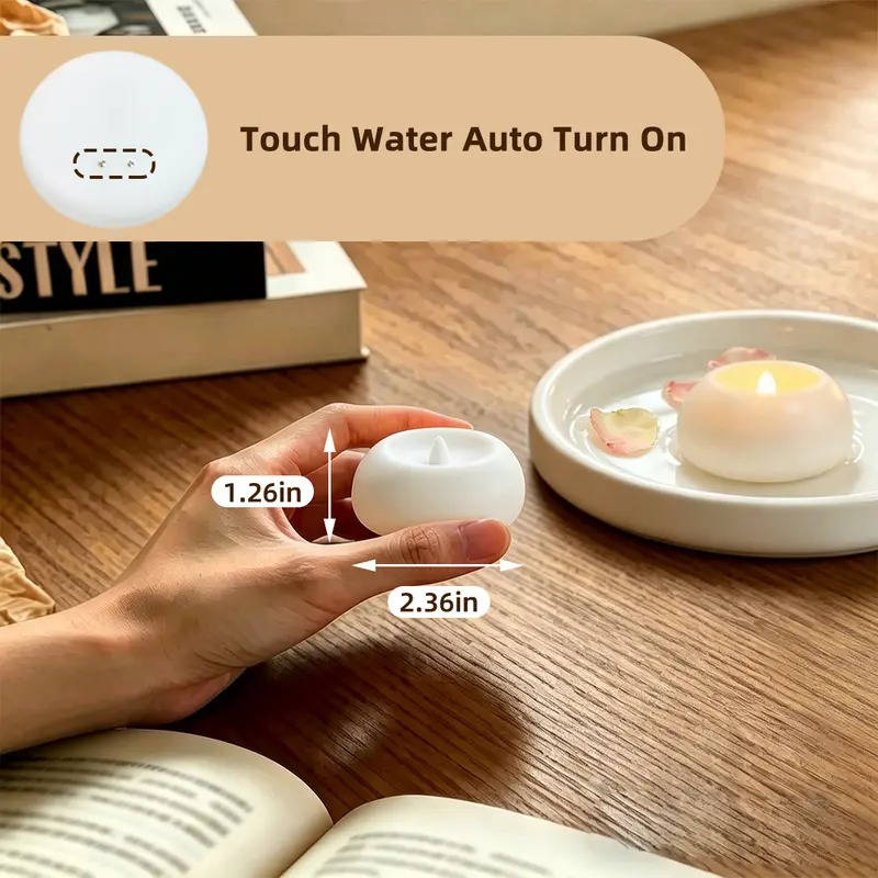 Floating LED Tea Candles Water-Activated Flameless Set of 12