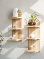 Floating Wall Shelf Boho 3-Tier Natural Wood