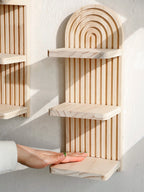 Floating Wall Shelf Boho 3-Tier Natural Wood