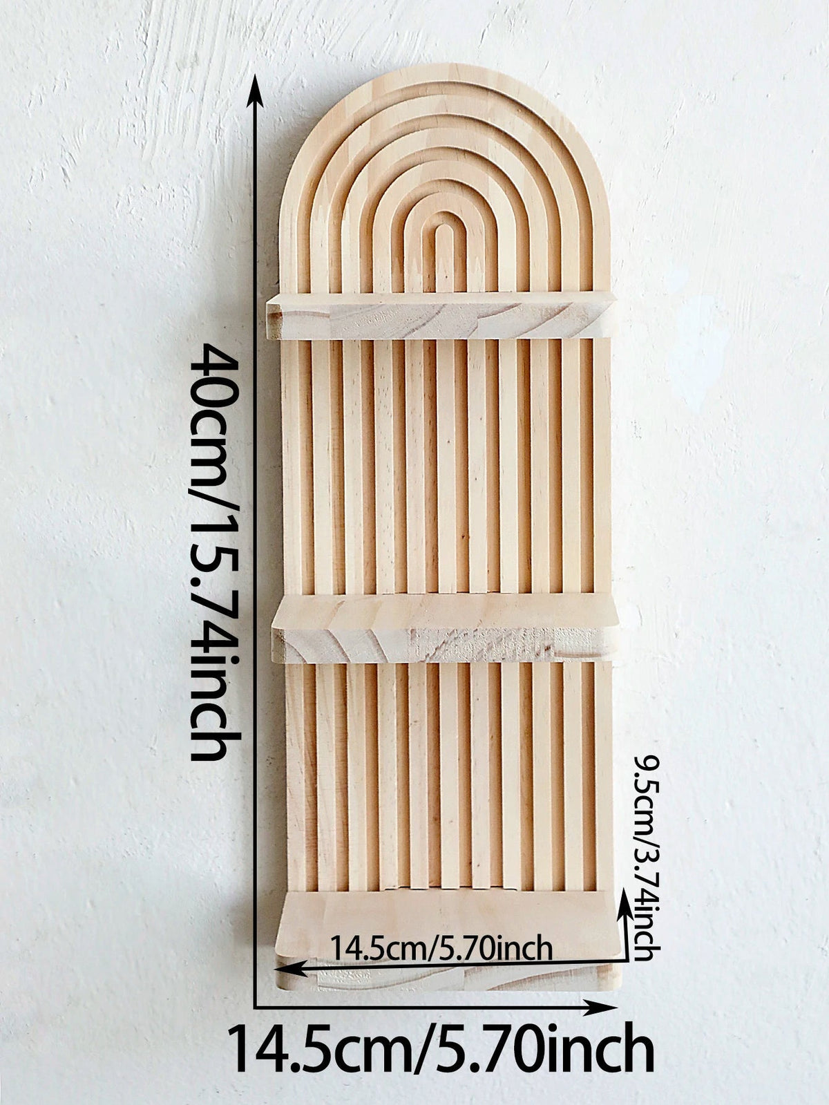 Floating Wall Shelf Boho 3-Tier Natural Wood