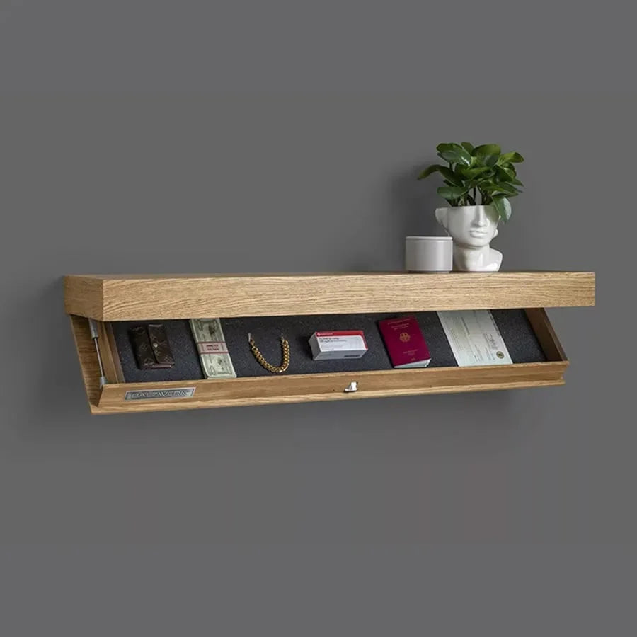 Floating Wall Shelf Hidden Storage Wood