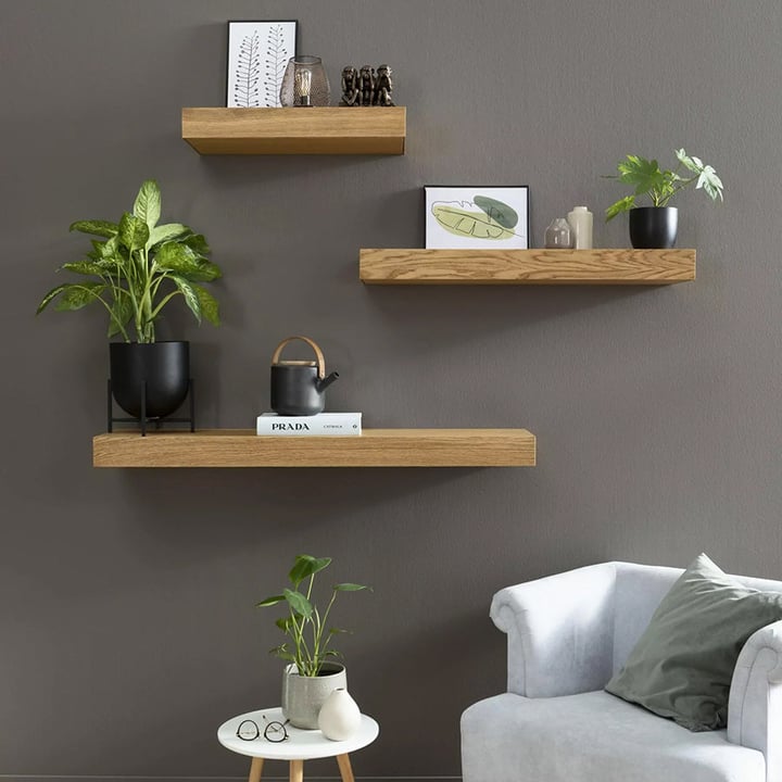Floating Wall Shelf Hidden Storage Wood