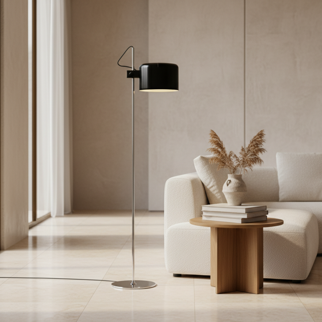 Floor Lamp Adjustable Gooseneck Head Metal Body Foot Switch
