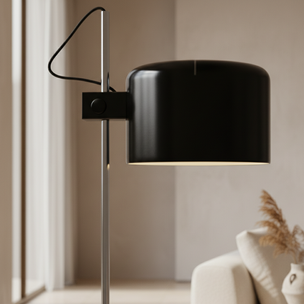 Floor Lamp Adjustable Gooseneck Head Metal Body Foot Switch