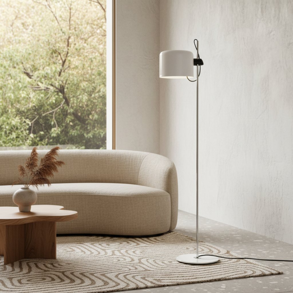 Floor Lamp Adjustable Gooseneck Head Metal Body Foot Switch