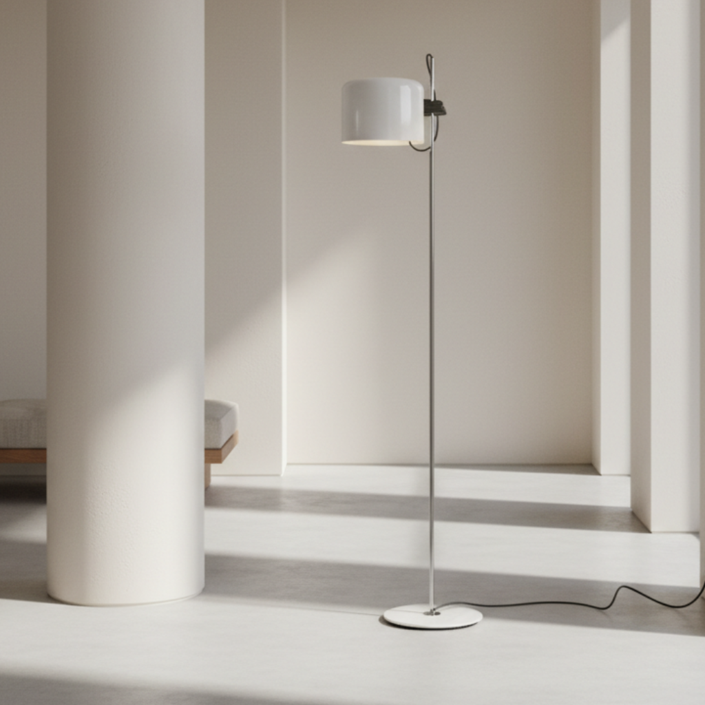 Floor Lamp Adjustable Gooseneck Head Metal Body Foot Switch