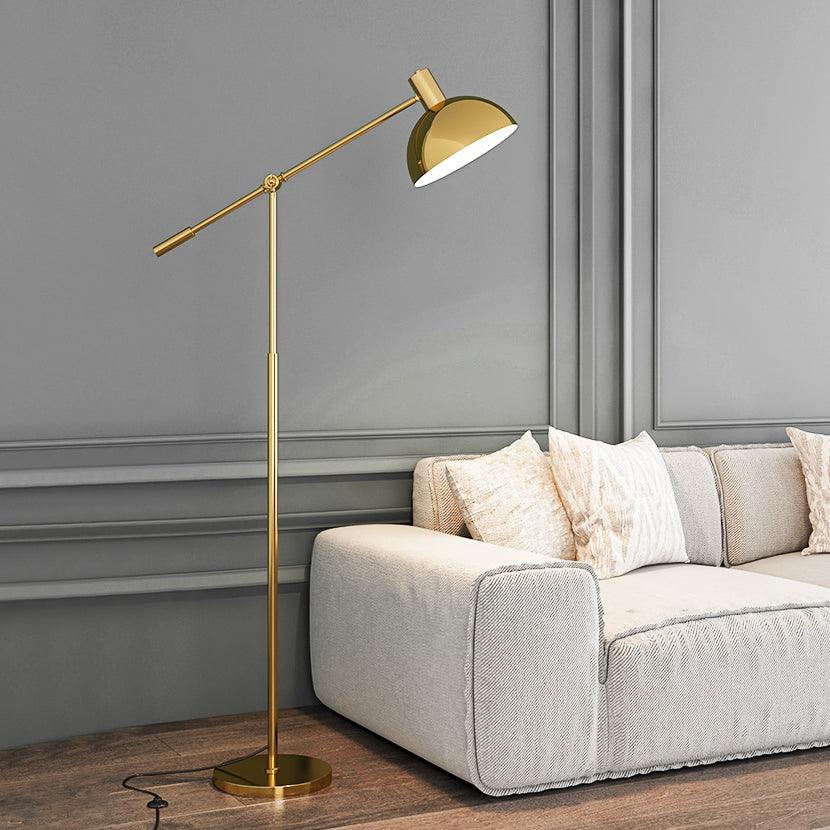 Floor Lamp Adjustable Swivel Arm Gold Metal Dimmable