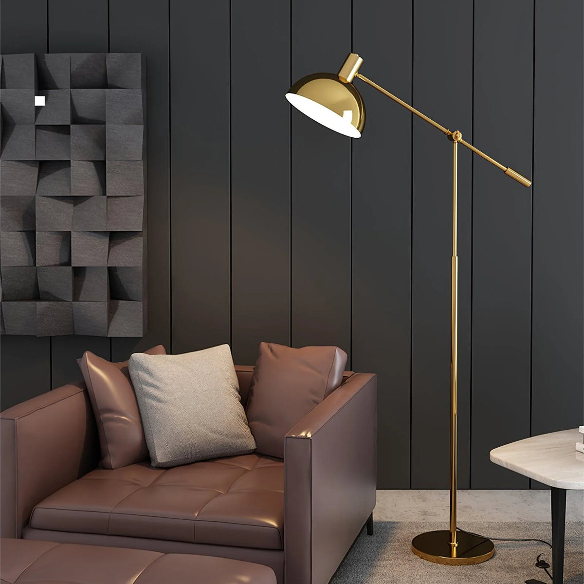Floor Lamp Adjustable Swivel Arm Gold Metal Dimmable