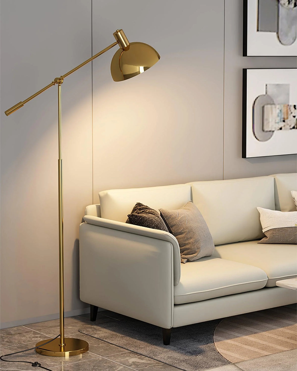 Floor Lamp Adjustable Swivel Arm Gold Metal Dimmable