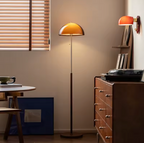Floor Lamp Amber Dome Weighted Walnut Base