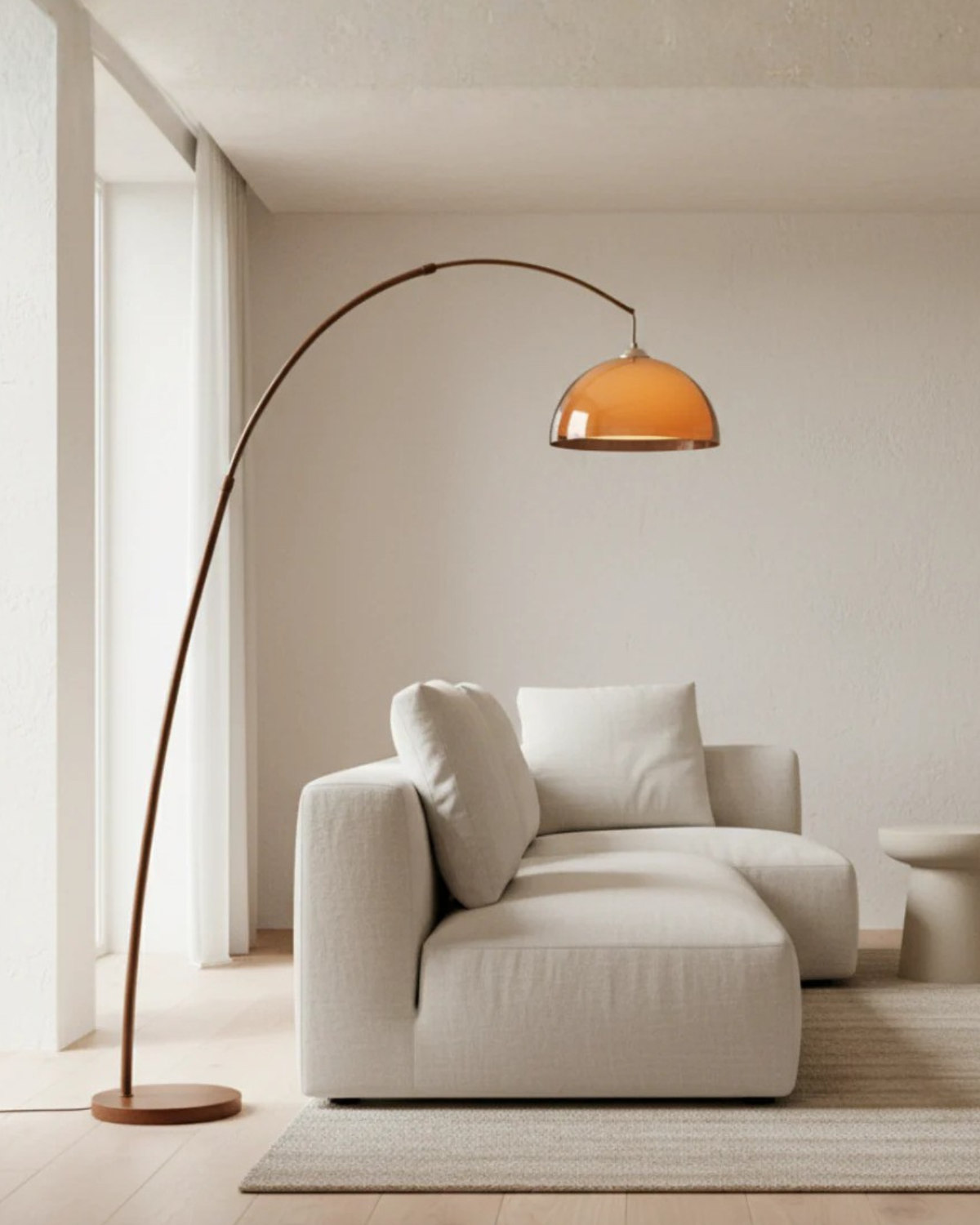 Floor Lamp Arc Adjustable Arm Warm Dome Shade