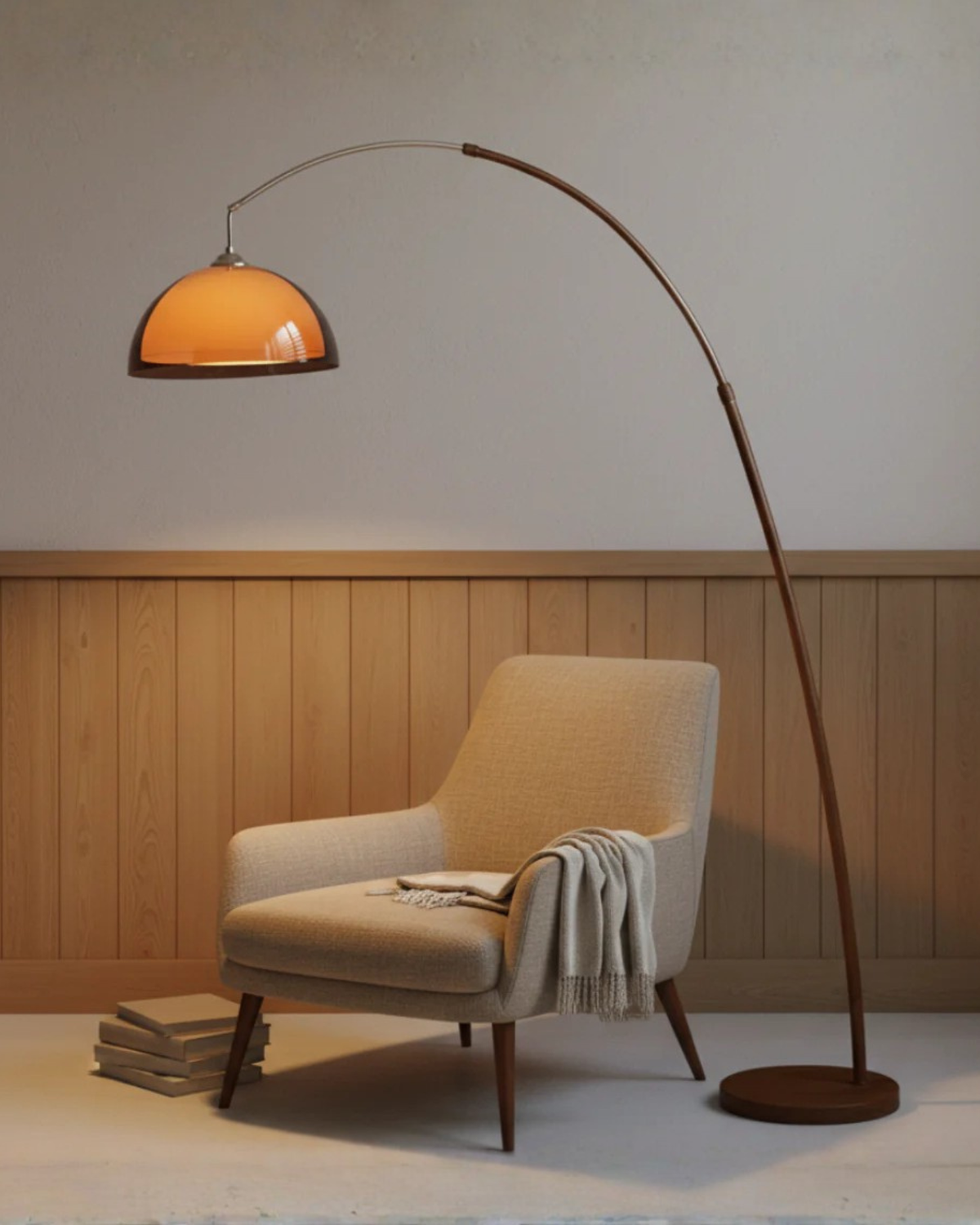 Floor Lamp Arc Adjustable Arm Warm Dome Shade