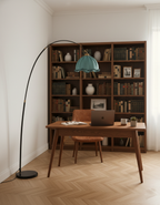 Floor Lamp Arc Fabric Shade Marble Base