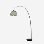 Floor Lamp Arc Fabric Shade Marble Base