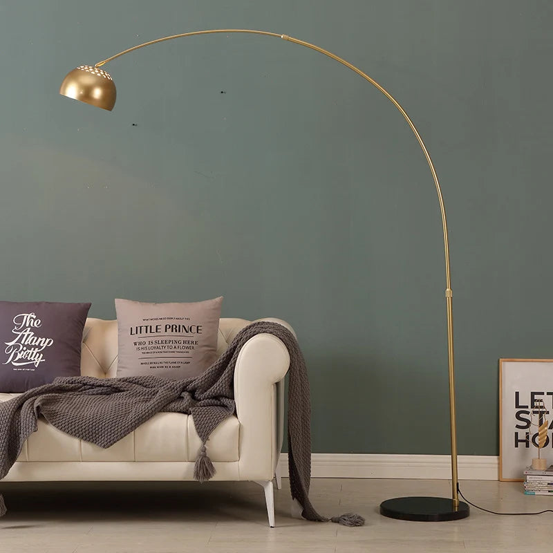 Floor Lamp Arched Metal Adjustable Height & Sturdy Round Base