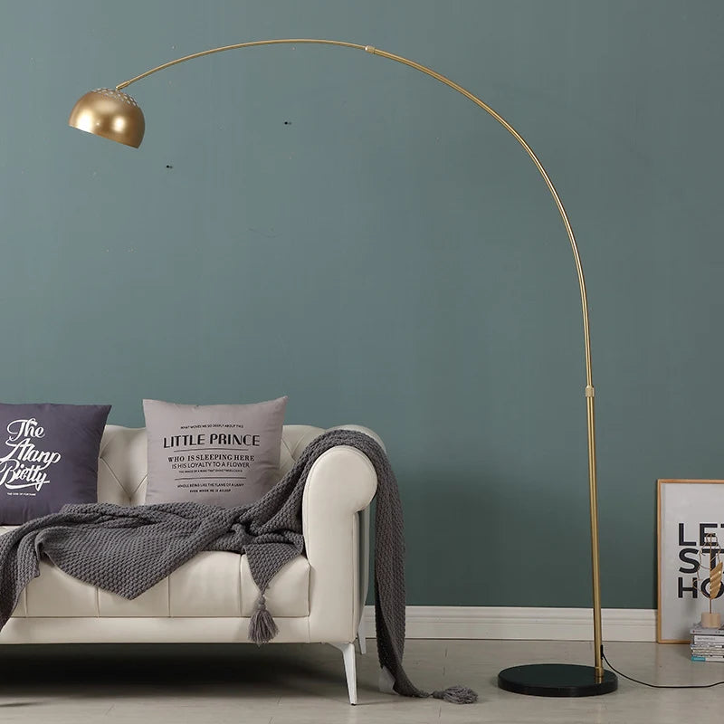 Floor Lamp Arched Metal Adjustable Height & Sturdy Round Base