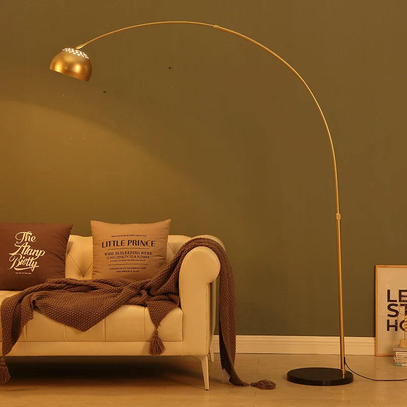 Floor Lamp Arched Metal Adjustable Height & Sturdy Round Base