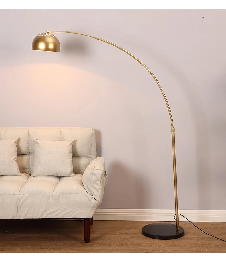 Floor Lamp Arched Metal Adjustable Height & Sturdy Round Base