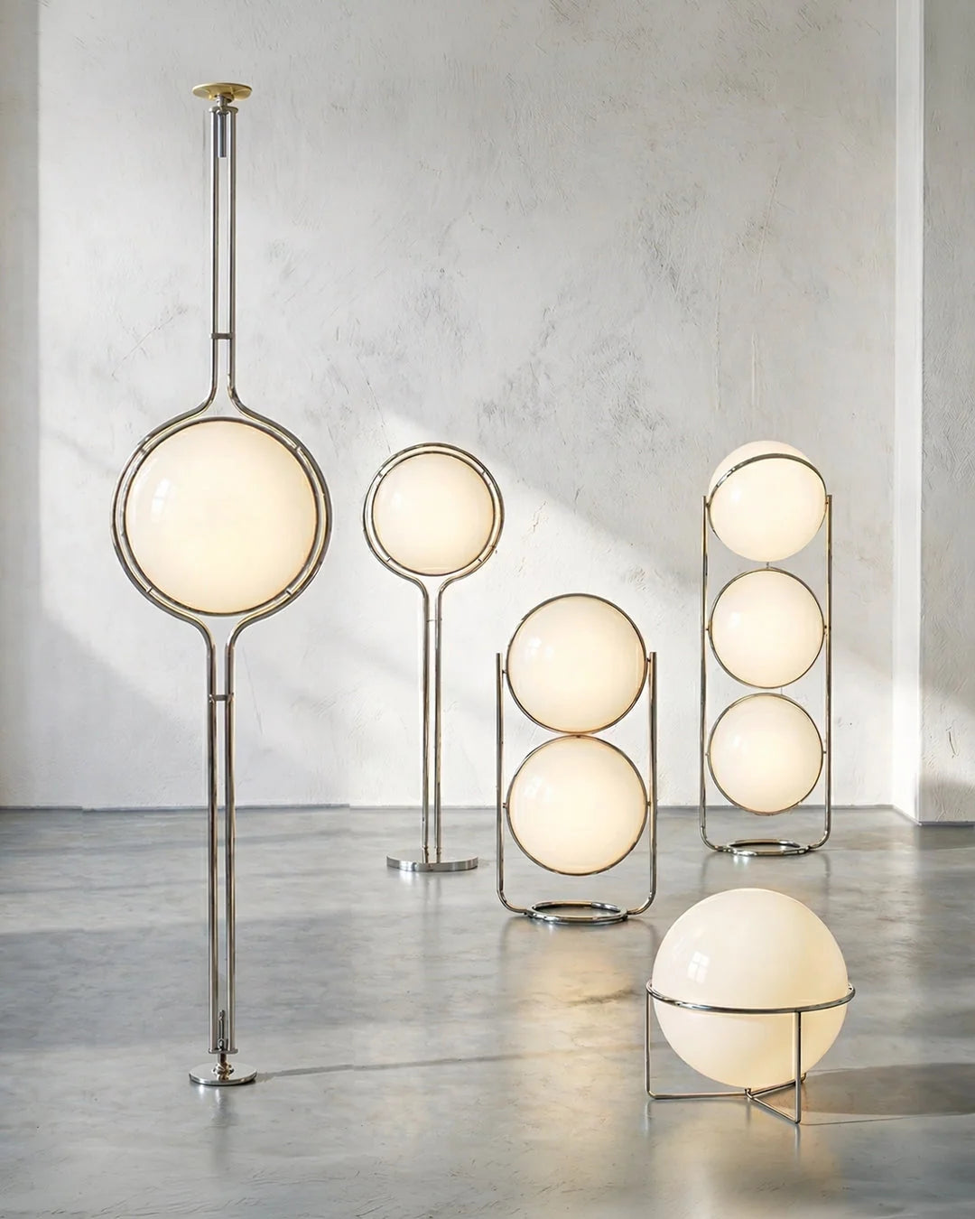 Floor Lamp Chrome Frame Acrylic Globes 3000K Warm Light