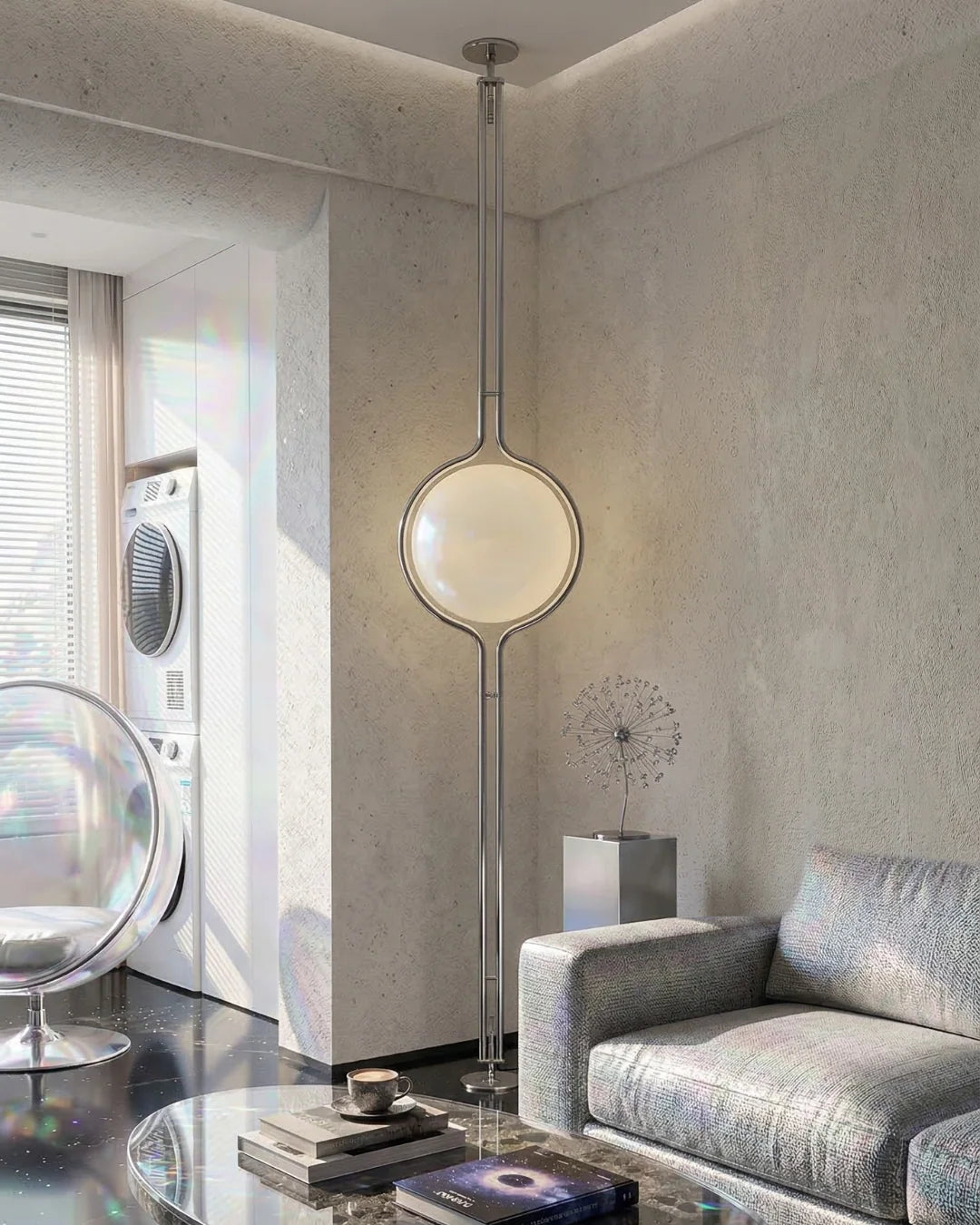 Floor Lamp Chrome Frame Acrylic Globes 3000K Warm Light