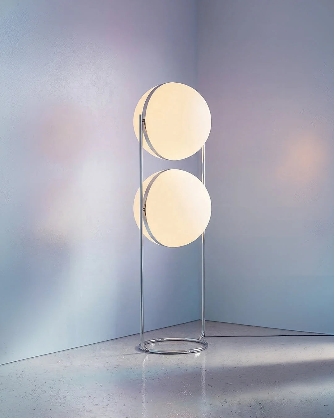 Floor Lamp Chrome Frame Acrylic Globes 3000K Warm Light