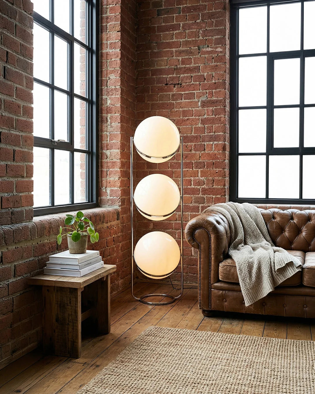 Floor Lamp Chrome Frame Acrylic Globes 3000K Warm Light