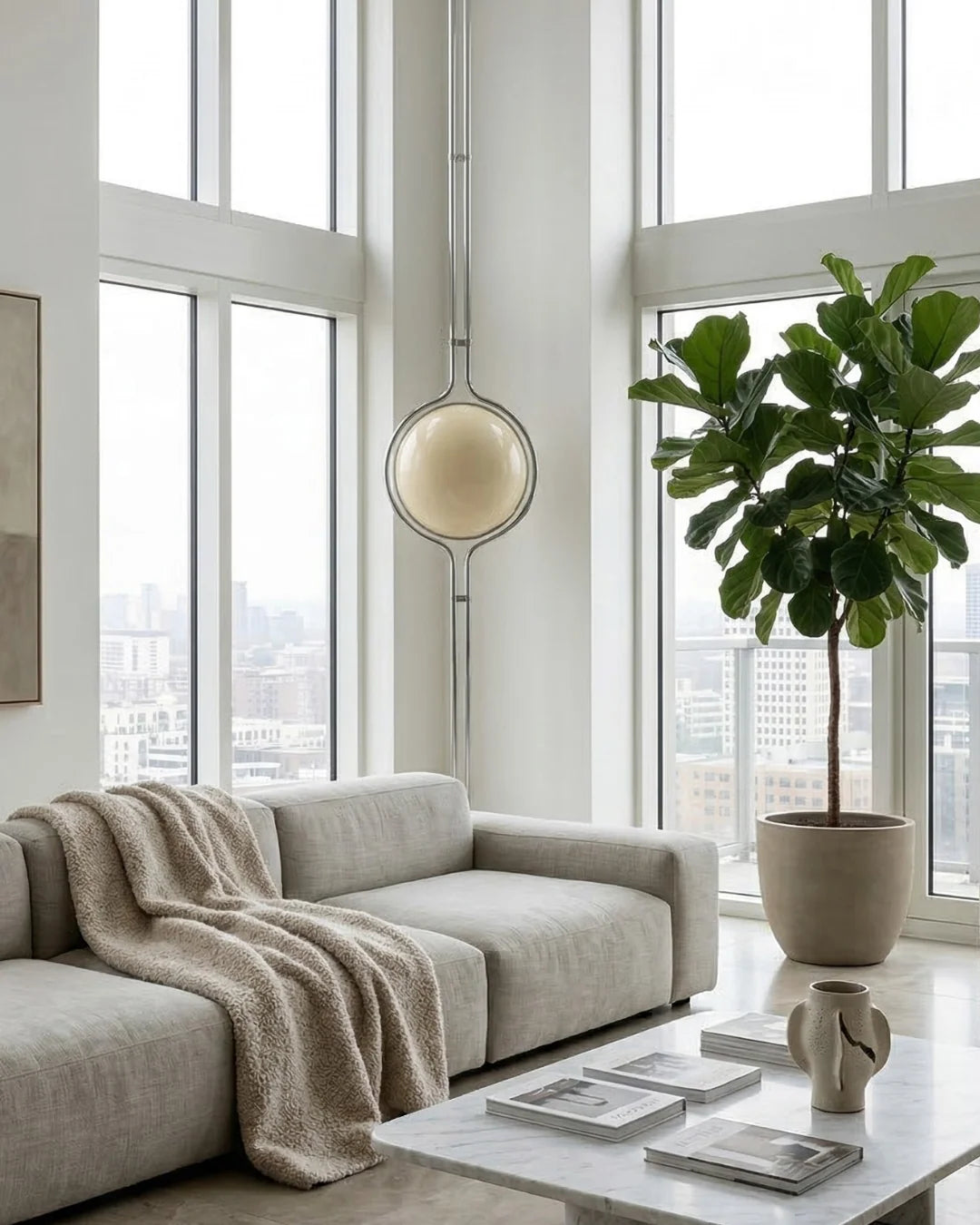 Floor Lamp Chrome Frame Acrylic Globes 3000K Warm Light