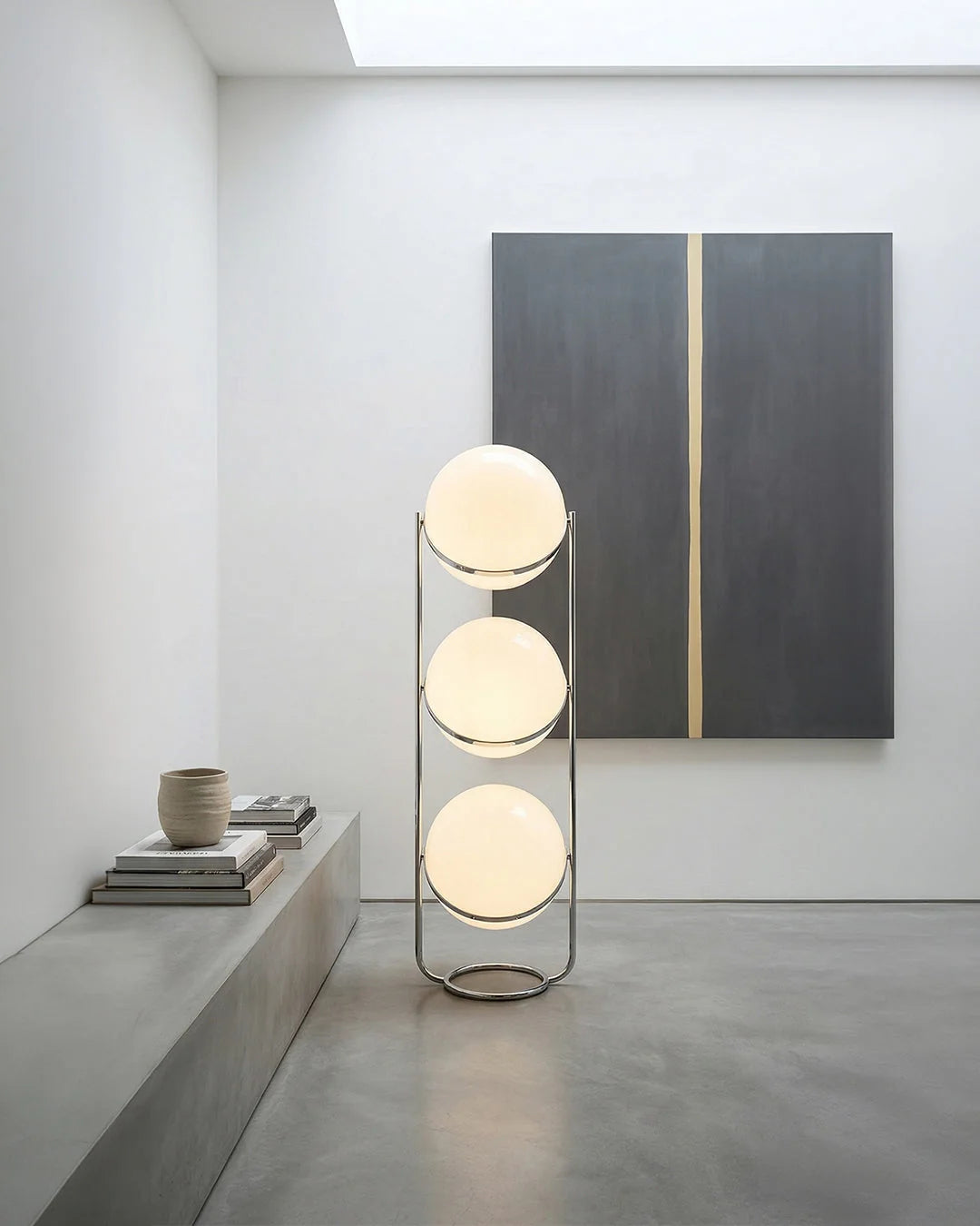 Floor Lamp Chrome Frame Acrylic Globes 3000K Warm Light