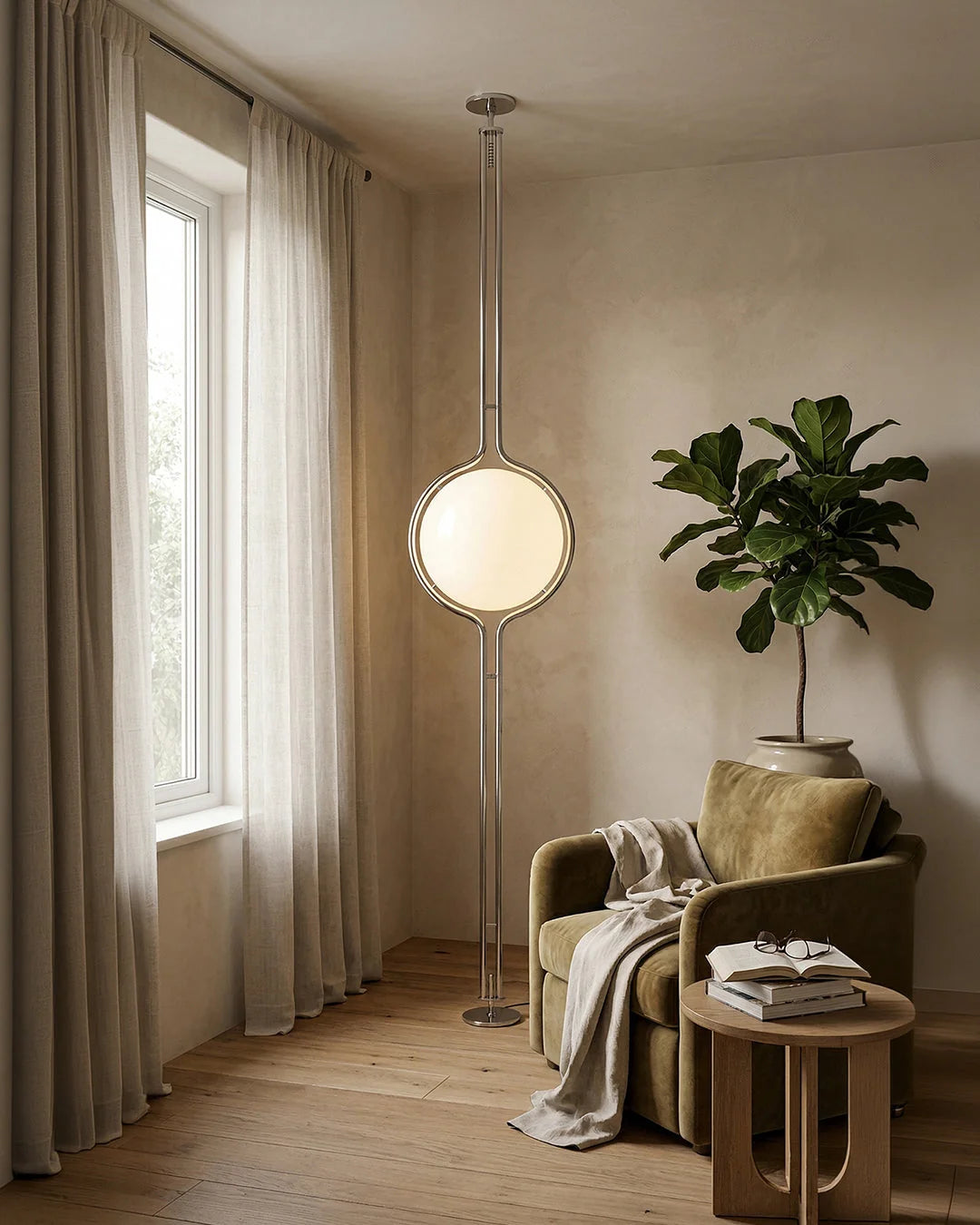 Floor Lamp Chrome Frame Acrylic Globes 3000K Warm Light