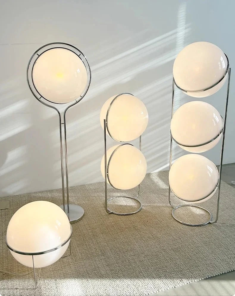 Floor Lamp Chrome Frame Acrylic Globes 3000K Warm Light