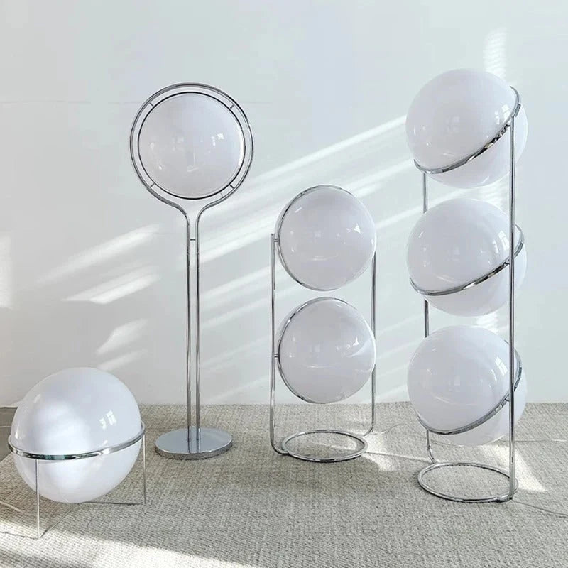 Floor Lamp Chrome Frame Acrylic Globes 3000K Warm Light