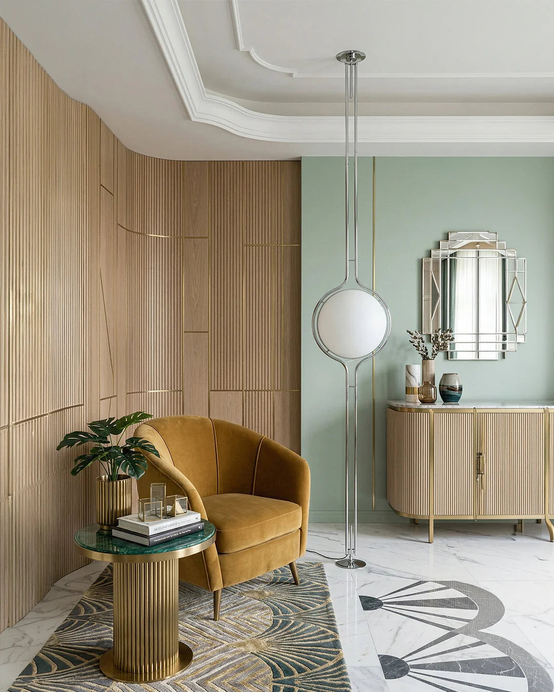 Floor Lamp Chrome Frame Acrylic Globes 3000K Warm Light