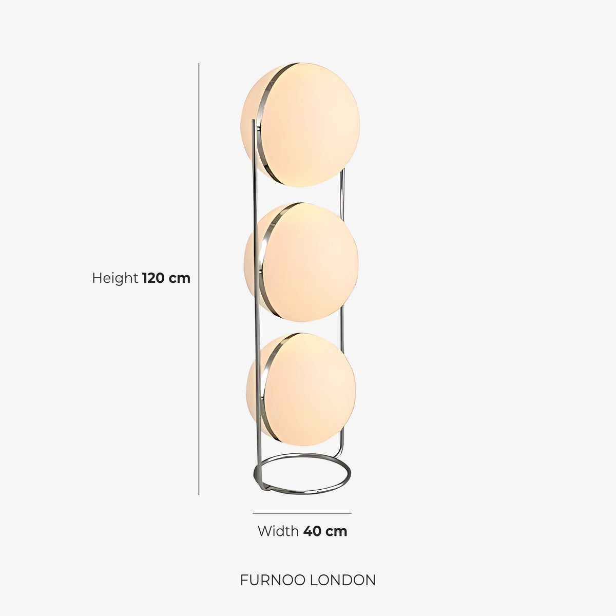 Floor Lamp Chrome Frame Acrylic Globes 3000K Warm Light